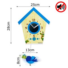 Sieninis laikrodis su švytuokle Siūbuojantis paukštukas kaina ir informacija | Laikrodžiai | pigu.lt