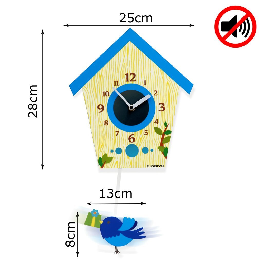 Sieninis laikrodis su švytuokle Siūbuojantis paukštukas цена и информация | Laikrodžiai | pigu.lt