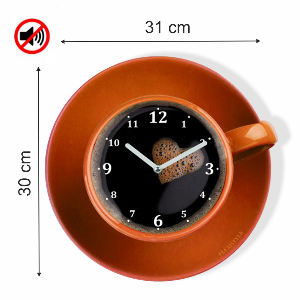 Sieninis laikrodis su spauda Kavos puodelis kaina ir informacija | Laikrodžiai | pigu.lt