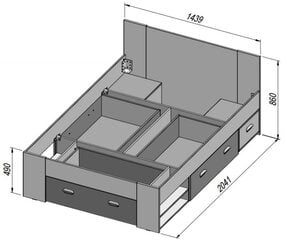 Кровать Bob BDSL02, 140x200 см, коричневая/белая цена и информация | Кровати | pigu.lt