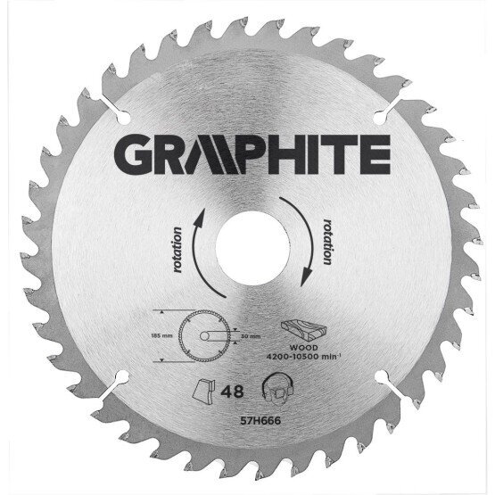 Pjovimo diskas Graphite 190x30mm 40 zębów 57H670 цена и информация | Pjūklai, pjovimo staklės | pigu.lt