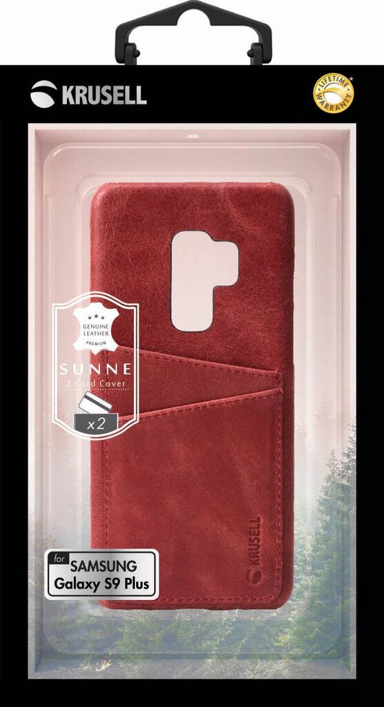 Krusell Sunne 2 Card Cover, skirtas Samsung Galaxy S9+, raudonas kaina ir informacija | Telefono dėklai | pigu.lt