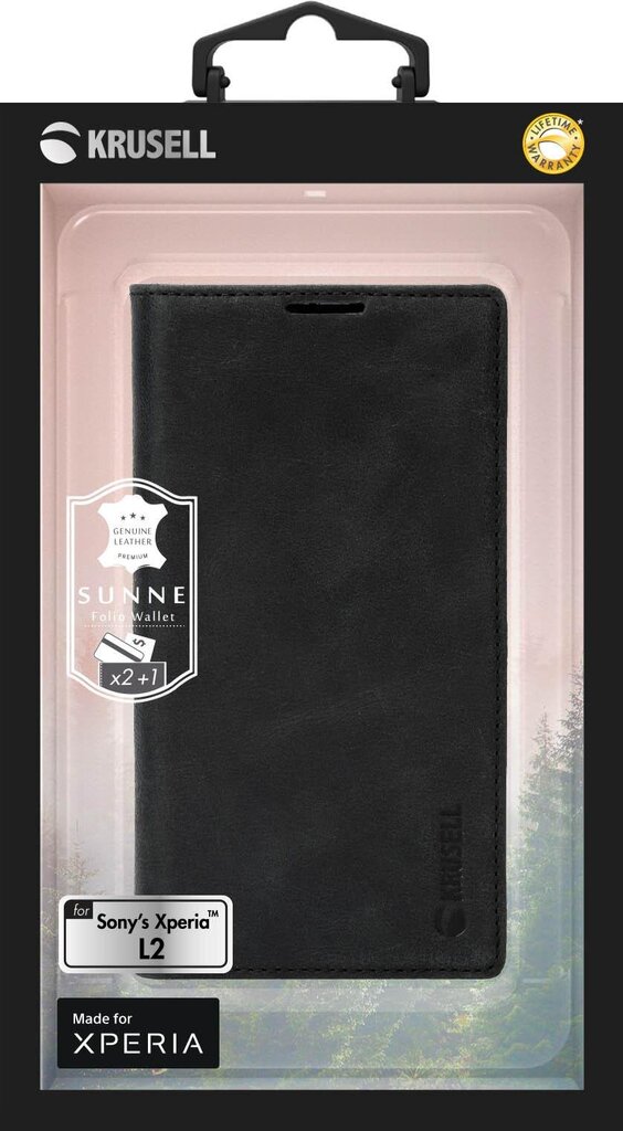 Krusell Sunne 2 Card Foliowallet, skirtas Sony Xperia L2, juodas цена и информация | Telefono dėklai | pigu.lt