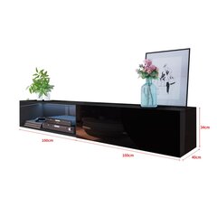 TV staliukas Larka 200 cm, juodas kaina ir informacija | TV staliukai | pigu.lt