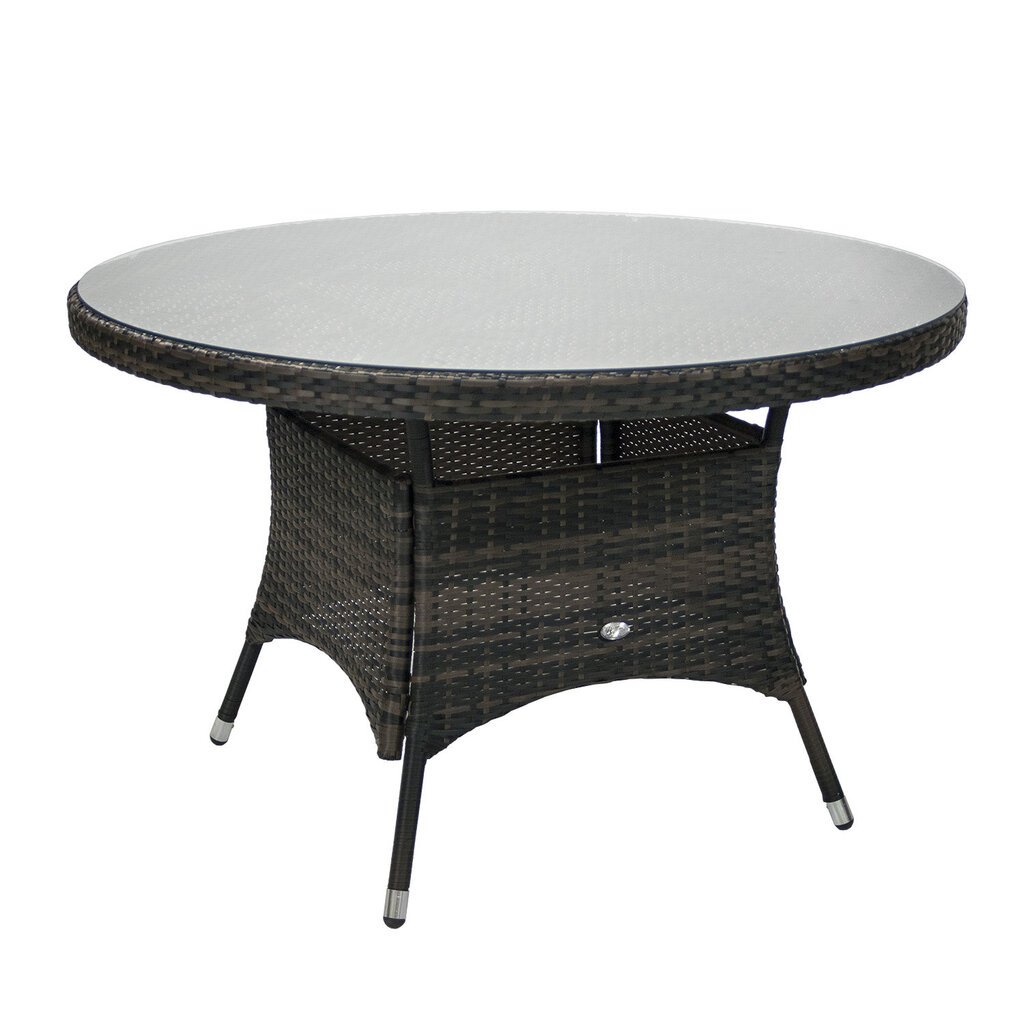 Lauko stalas Wicker 120 cm, tamsiai rudas kaina ir informacija | Lauko stalai, staliukai | pigu.lt