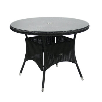 Lauko stalas Wicker I 100 cm, juodas kaina ir informacija | Lauko stalai, staliukai | pigu.lt