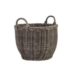 Корзина WICKER с ручкой, D41xH30/38cм, пластиковое плетение, цвет: серый цена и информация | Горшки | pigu.lt