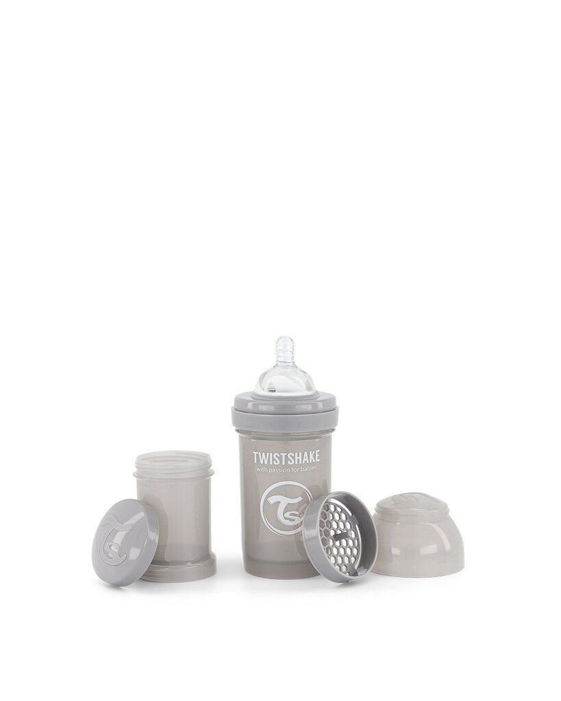Buteliukas Twistshake Anti-Colic, 180 ml, pastel grey цена и информация | Buteliukai kūdikiams ir jų priedai | pigu.lt