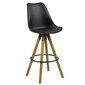 2-jų baro kėdžių komplektas Dima, juodos/ąžuolo spalvos kaina ir informacija | Virtuvės ir valgomojo kėdės | pigu.lt