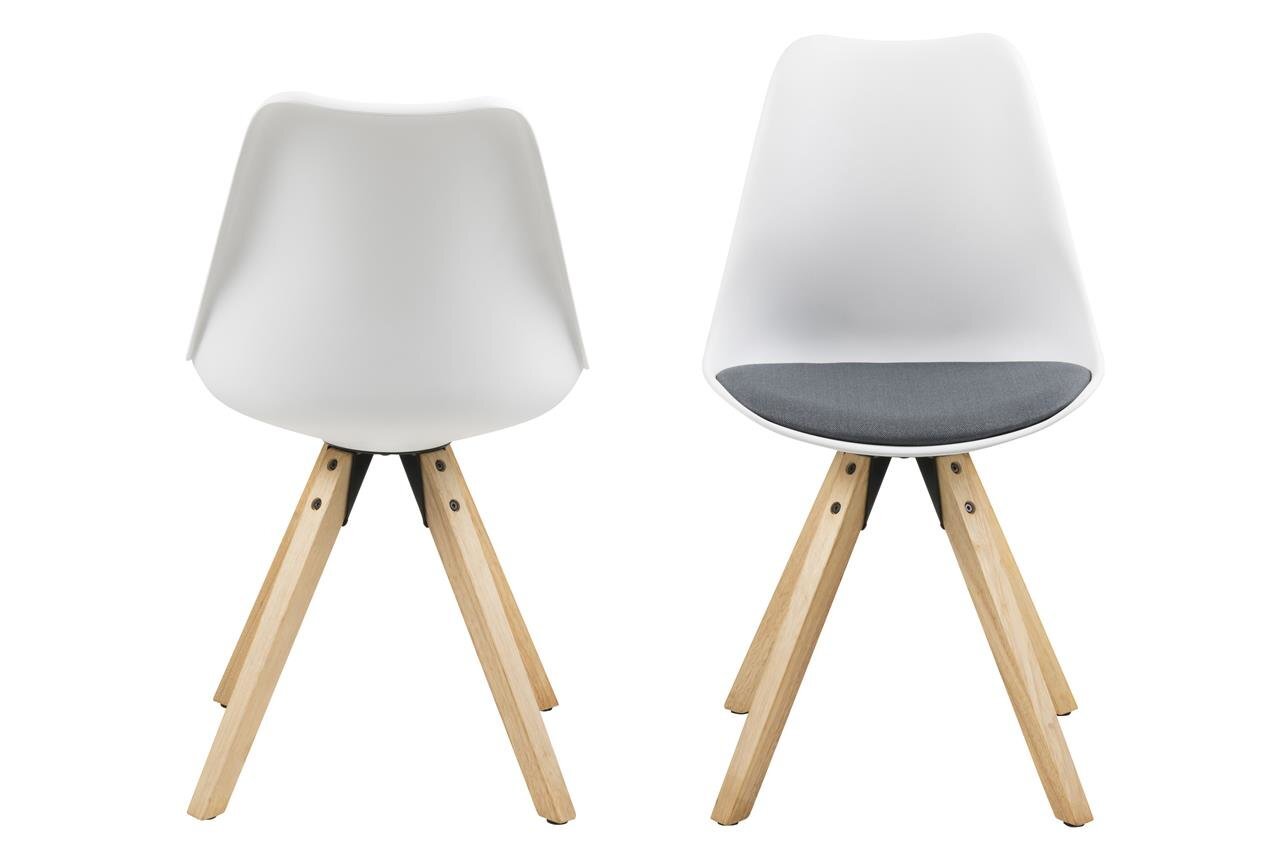 2-jų kėdžių komplektas Dima O, baltas/pilkas kaina ir informacija | Virtuvės ir valgomojo kėdės | pigu.lt