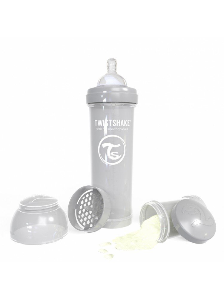 Buteliukas Twistshake Anti-Colic, 330 ml, pastel grey kaina ir informacija | Buteliukai kūdikiams ir jų priedai | pigu.lt