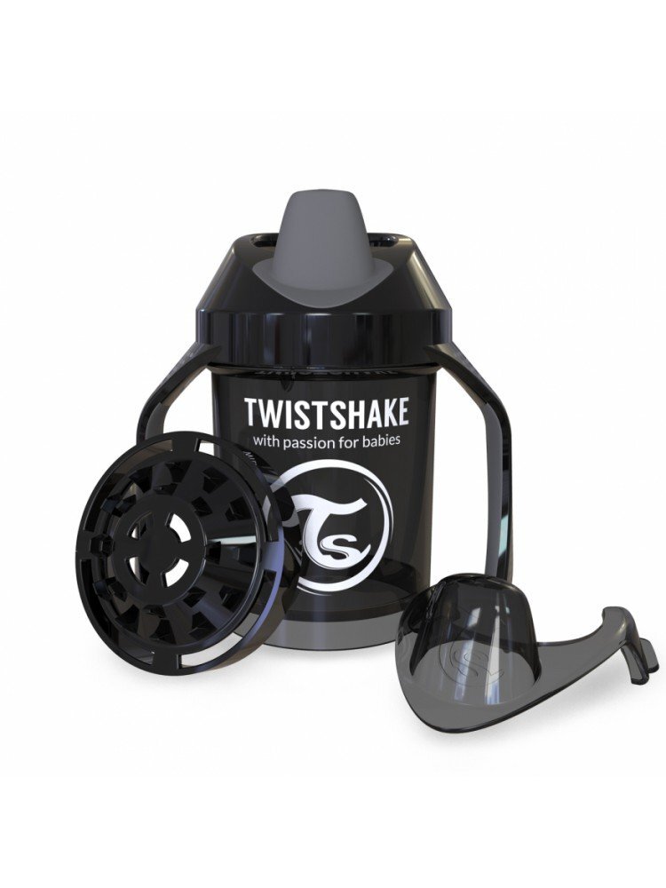 Neišsiliejantis puodelis su rankenėlėmis Twistshake Mini Cup, 230 ml, 4 mėn., black kaina ir informacija | Buteliukai kūdikiams ir jų priedai | pigu.lt