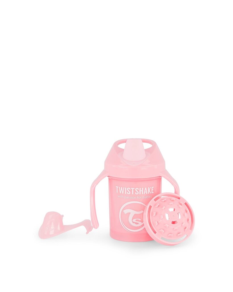Neišsiliejantis puodelis su rankenėlėmis Twistshake Mini Cup, 230 ml, 4 mėn., pastel pink kaina ir informacija | Buteliukai kūdikiams ir jų priedai | pigu.lt