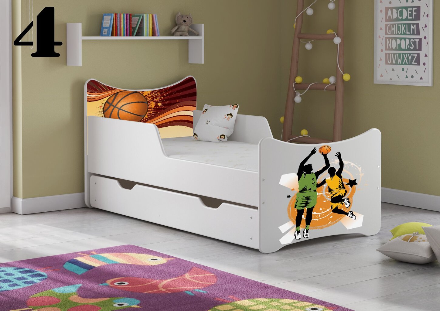 Lova su čiužiniu ir stalčiumi SMB Big 4, 180x90 cm kaina ir informacija | Vaikiškos lovos | pigu.lt