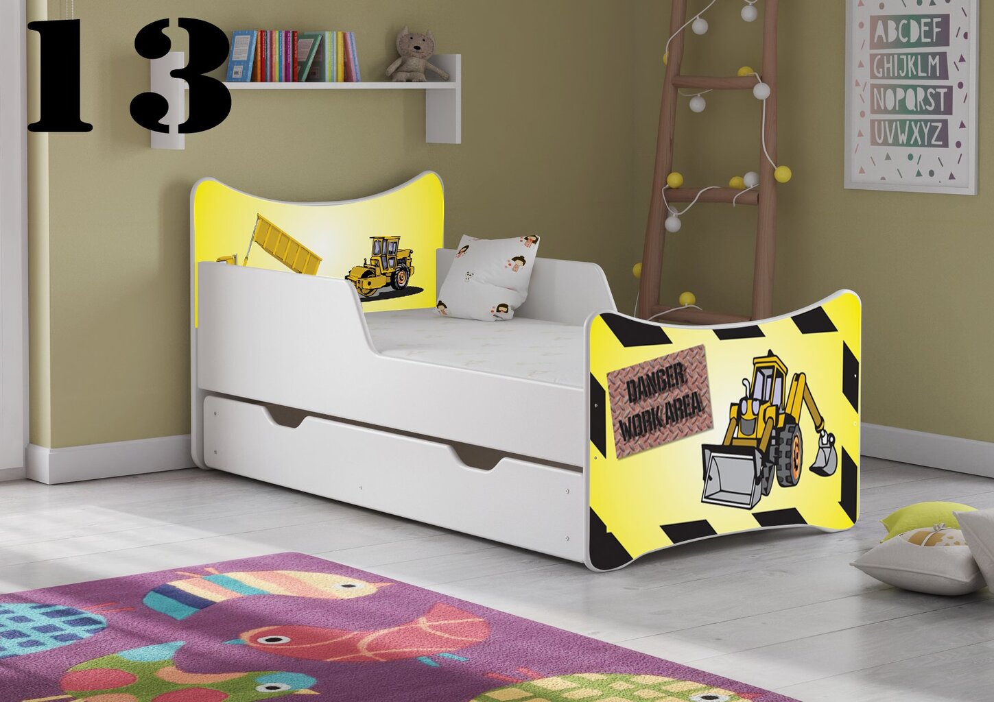 Lova su čiužiniu ir stalčiumi SMB Big 13, 180x90 cm kaina ir informacija | Vaikiškos lovos | pigu.lt