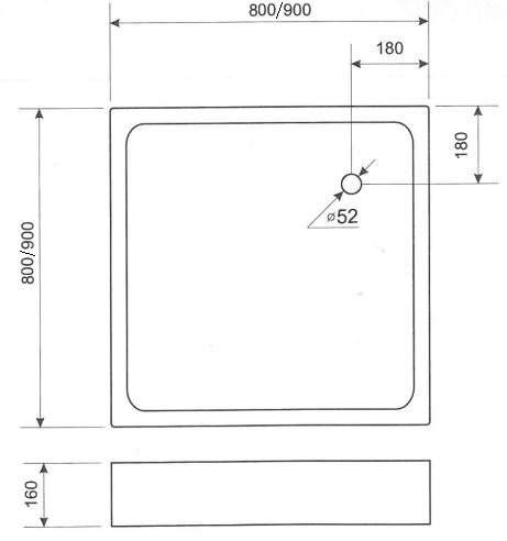 Dušo padėklas Liveno 80 x 80 cm balta kaina ir informacija | Dušo padėklai | pigu.lt