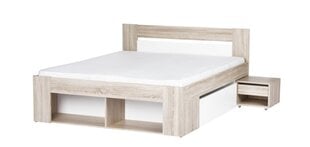 Кровать Milo 08 140x200 см, белая / коричневая цена и информация | Кровати | pigu.lt
