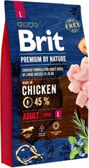 Brit Premium By Nature L Adult didelių veislių šunims su vištiena, 8 kg цена и информация | Сухой корм для собак | pigu.lt