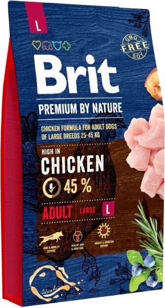 Brit Premium By Nature L Adult didelių veislių šunims su vištiena, 8 kg kaina ir informacija | Sausas maistas šunims | pigu.lt