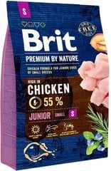 Brit Premium By Nature Junior S mažų veislių jauniems šuniukams su vištiena, 3 kg kaina ir informacija | Sausas maistas šunims | pigu.lt
