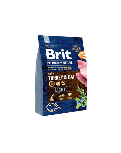 BRIT Premium By Nature Light (kalakutiena/avižos), 3 kg kaina ir informacija | Sausas maistas šunims | pigu.lt