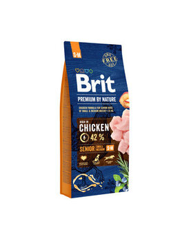 BRIT Premium By Nature Senior Small Medium S-M 15 kg kaina ir informacija | Sausas maistas šunims | pigu.lt