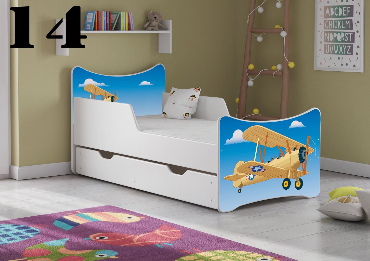 Lova su čiužiniu ir stalčiumi SMB Small 14, 140x70 cm kaina ir informacija | Vaikiškos lovos | pigu.lt