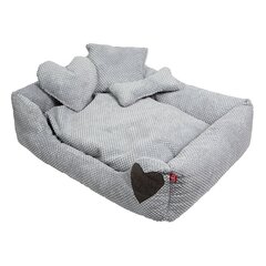 Amibelle naminio gyvūno guolis su širdele, pilkas 50 x 60 x 12 cm kaina ir informacija | Guoliai, pagalvėlės | pigu.lt