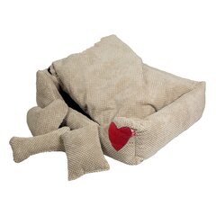Amibelle guolis su raudona širdele, šviesiai rudas, 50 x 60 x 12 cm kaina ir informacija | Guoliai, pagalvėlės | pigu.lt