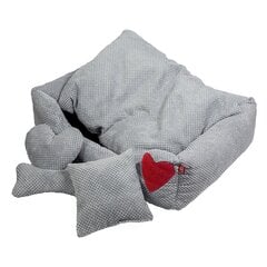 Amibelle кроватка с красным сердечком для домашних животных, серая 64 x 87 x 14 см цена и информация | Лежаки, домики | pigu.lt