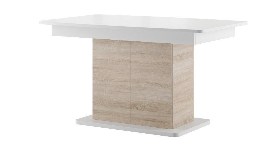 Išskleidžiamas stalas Star 03, baltos/ąžuolo spalvos kaina ir informacija | Virtuvės ir valgomojo stalai, staliukai | pigu.lt