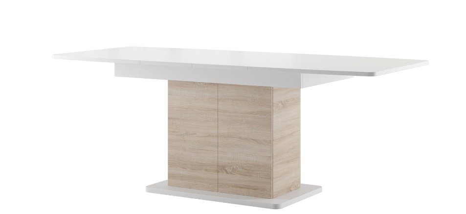 Išskleidžiamas stalas Star 03, baltos/ąžuolo spalvos kaina ir informacija | Virtuvės ir valgomojo stalai, staliukai | pigu.lt