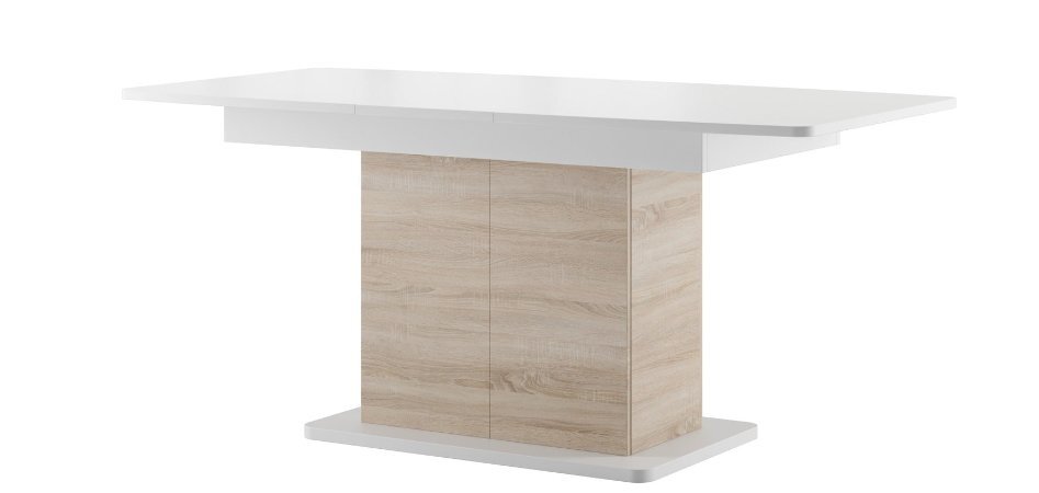 Išskleidžiamas stalas Star 03, baltos/ąžuolo spalvos цена и информация | Virtuvės ir valgomojo stalai, staliukai | pigu.lt