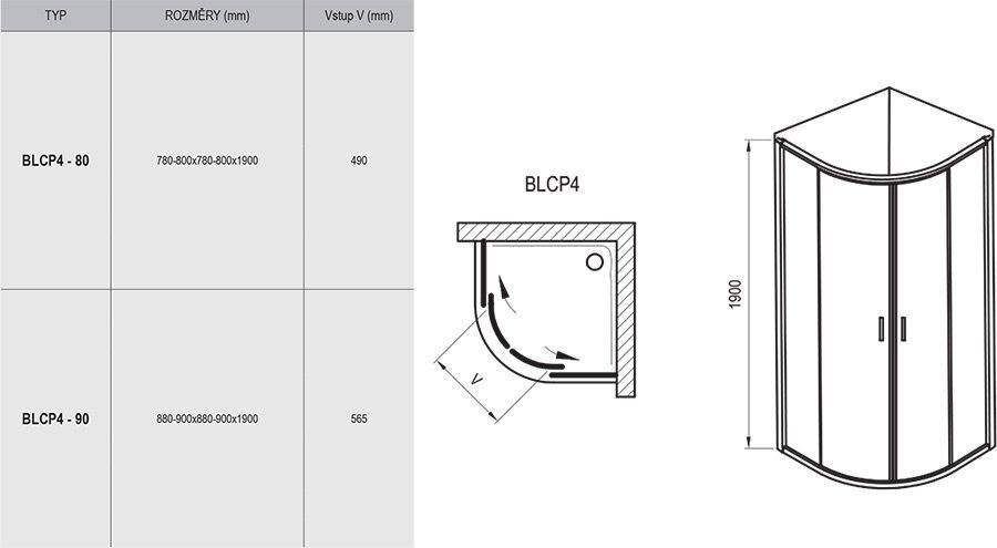 Dušo kabina Blix BLCP4, Ravak, Išmatavimai: 80x80 Stiklas: Transparent kaina ir informacija | Dušo kabinos | pigu.lt