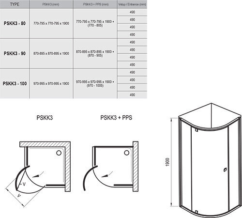 Dušo kabina Ravak Pivot PSKK3 kaina ir informacija | Dušo kabinos | pigu.lt