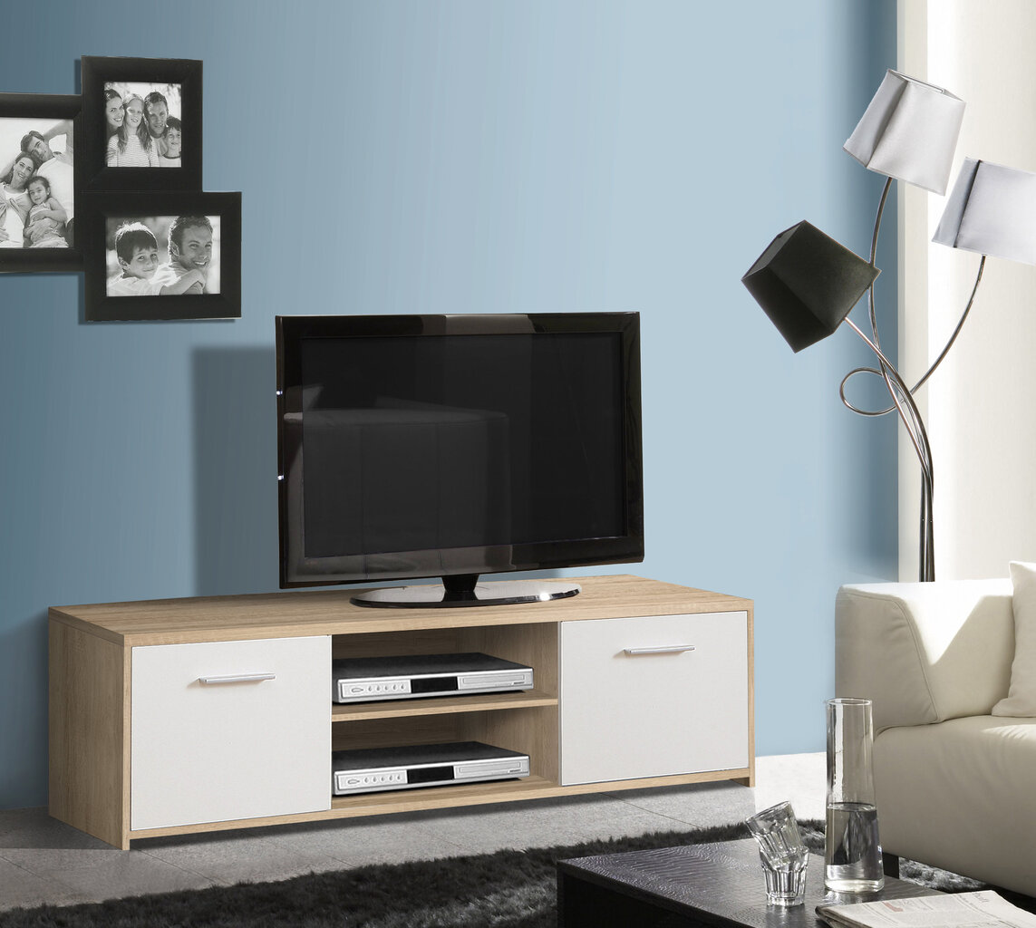 TV staliukas Quadro QDRT13, ąžuolo/baltos spalvos цена и информация | TV staliukai | pigu.lt