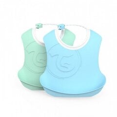 Plastikinis seilinukas Twistshake, 4+ mėn, 2 vnt., pastel blue/green kaina ir informacija | Seilinukai | pigu.lt