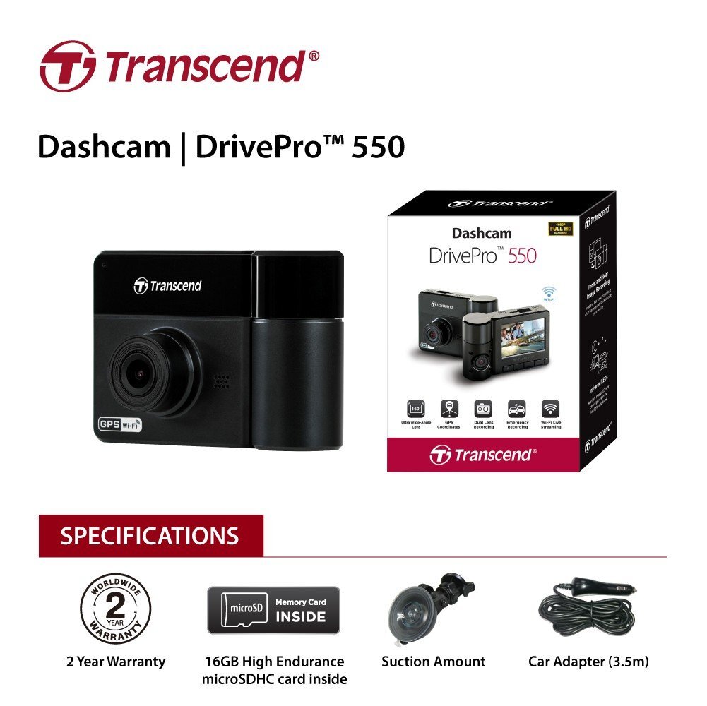 Transcend DrivePro 550 kaina ir informacija | Vaizdo registratoriai | pigu.lt