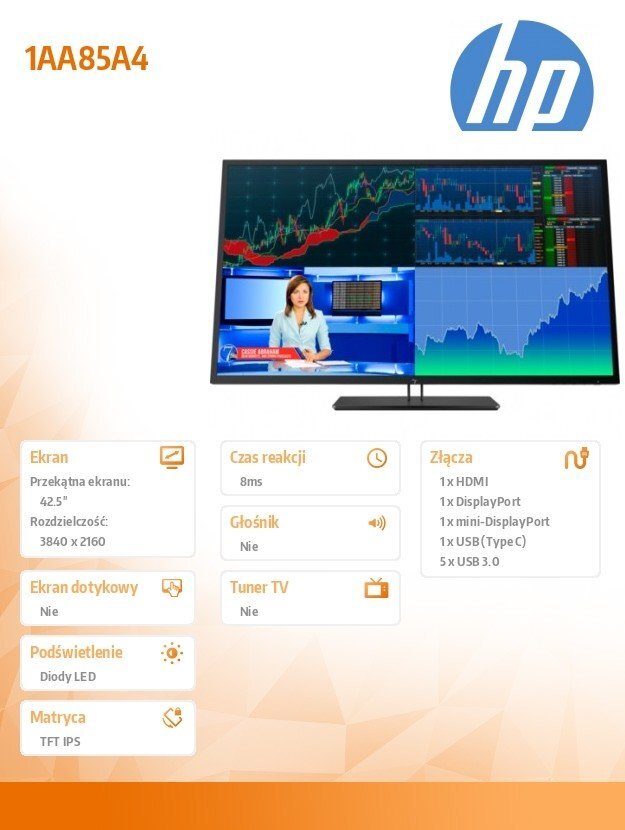 HP 1AA85A4 kaina ir informacija | Monitoriai | pigu.lt