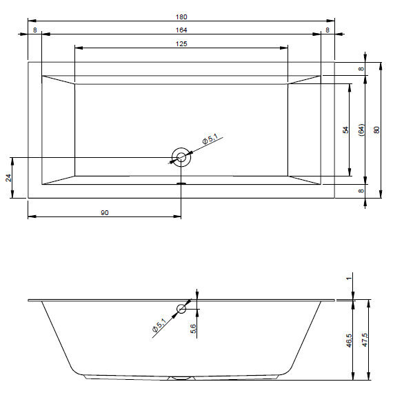 Vonia RIHO Lugo 180x80 cm kaina ir informacija | Vonios | pigu.lt