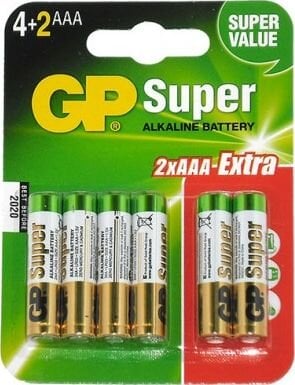 GP Super AAA / R03 6 vnt. цена и информация | Akumuliatoriai fotoaparatams | pigu.lt