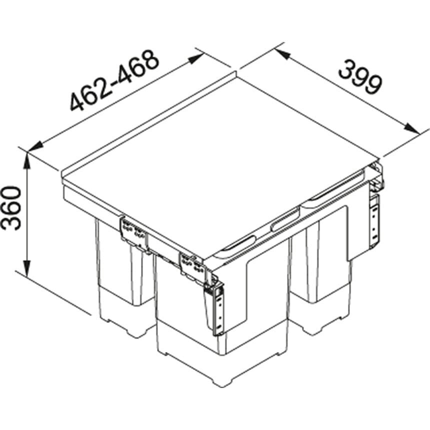 Franke šiukšliadėžė Sorter Garbo 50-3, 2 x 12l + 24l kaina ir informacija | Šiukšliadėžės | pigu.lt