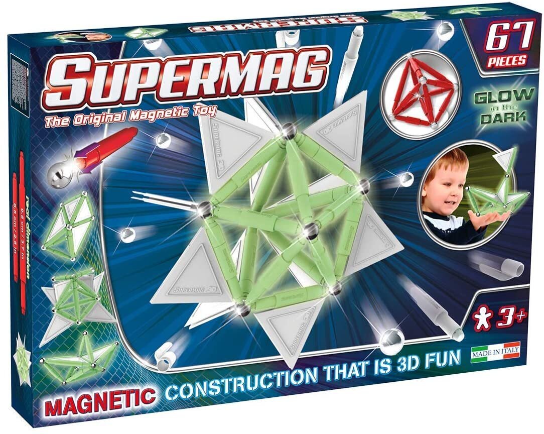 Magnetinis konstruktorius Supermag Primary Glow, 0159, 67 d. цена и информация | Konstruktoriai ir kaladėlės | pigu.lt