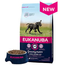 EUKANUBA сухой корм для щенков крупных пород до 12 месяцев, со свежей курицей, 15 кг цена и информация | Сухой корм для собак | pigu.lt