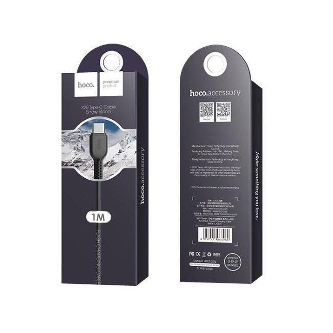 Kabelis Hoco X20 USB A / USB TYPE-C, 1M USB 2.0 kaina ir informacija | Laidai telefonams | pigu.lt