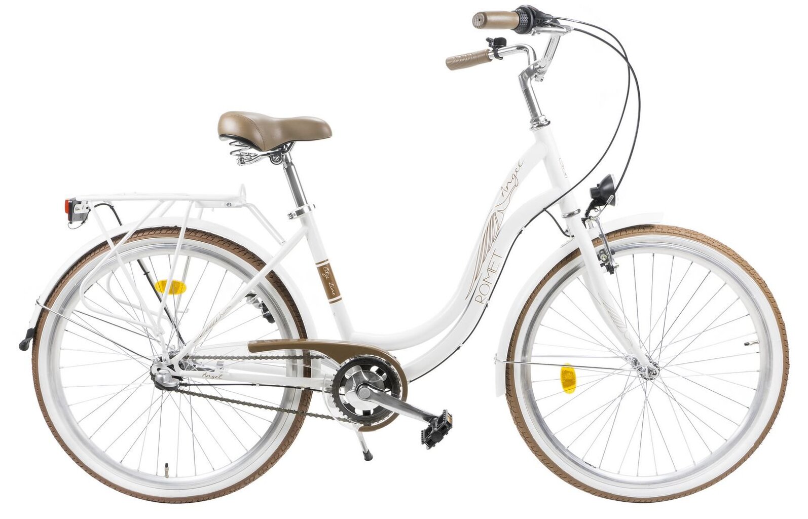 Moteriškas miesto dviratis Romet Angel 3 26" 2018, baltas kaina ir informacija | Dviračiai | pigu.lt
