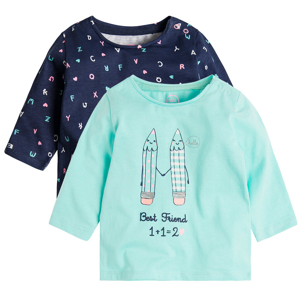 Cool Club marškinėliai mergaitėms ilgomis rankovėmis, 2 vnt., CCG1701118-00 kaina ir informacija | Marškinėliai kūdikiams | pigu.lt
