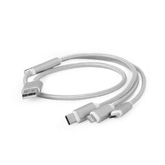 Кабель Gembird USB 3-in-1 USB 2.0 - Lightning, USB-C (M), Micro USB (M), 1 м цена и информация | Кабели и провода | pigu.lt