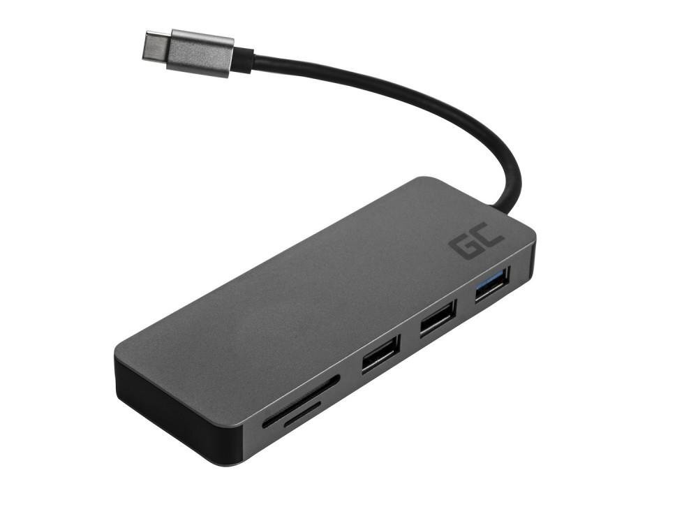 Šakotuvas Green Cell USB-C HUB 7in1 USB 3.0, 2xUSB 2.0, HDMI 4K, microSD, SD, DEX цена и информация | Adapteriai, USB šakotuvai | pigu.lt