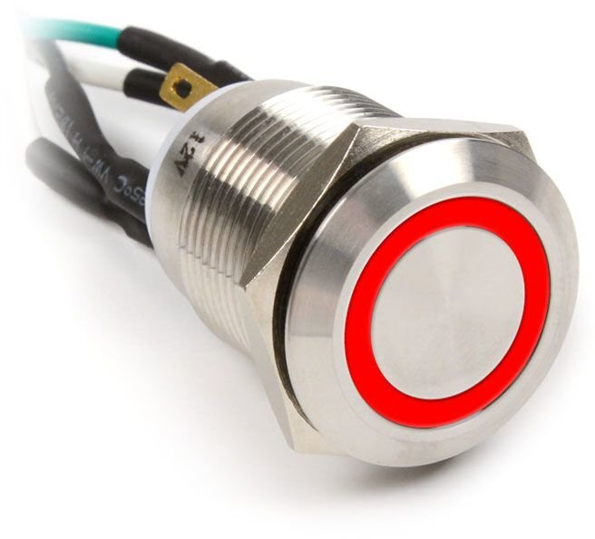 Impactics Power button for computer 19mm, IP67, Red LED (LAN_22_IP67_VA_RO_1) kaina ir informacija | Komponentų priedai | pigu.lt